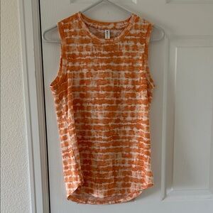 Athleta Breezy Orange and White Tie-Dye Tank Top